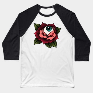 Eye ball Rose - Traditional Tattoo flash Baseball T-Shirt